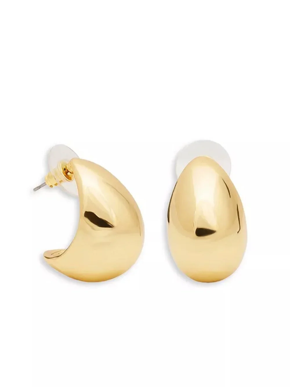KENNETH JAY LANE EARRINGS Gold Tone Dome J Hoop Couture Collection - Picture 7 of 8